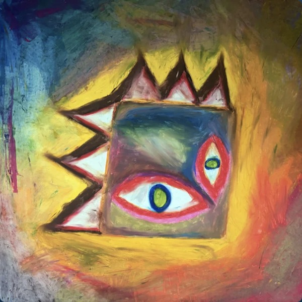 Artwork for we can't behave: a painted eye inside a jagged white-and-black mouth on a yellow and orange ground.
