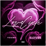 Cover art for Love Cycle by Toosii and Summer Walker: a neon pink heart on black.