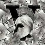 Cover art for the $uicideboy$ album V: a cracked marble helmet on shattered glass.